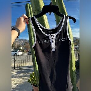 BEBE Bling logo tank top XS